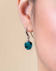 Zinzi 27mm zilveren oorhangers met beads blauw ZIO266B - PansiteNederland.nl