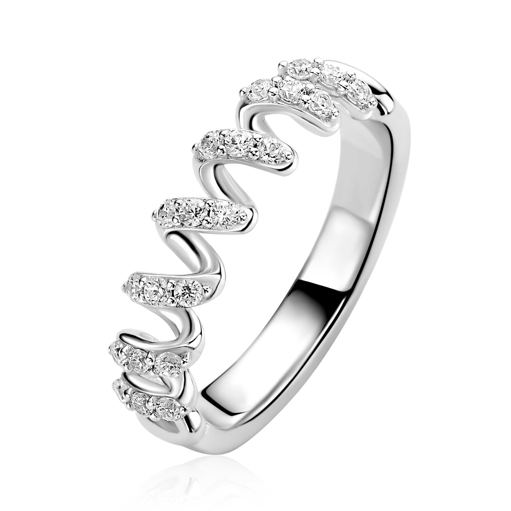ZINZI Zilveren Ring met Witte Zirkonia - ZIR2877
