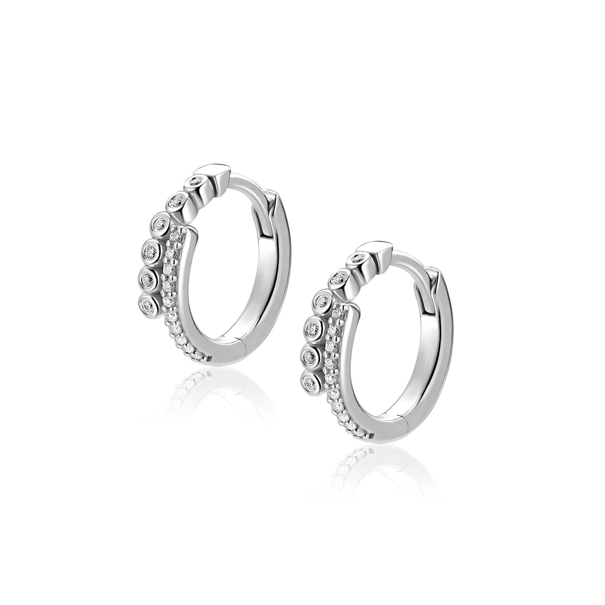 ZINZI zilveren oorringen slagmodel bezet met witte zirkonia en luxe scharniersluiting 14mm ZIO2729 - PansiteNederland.nl