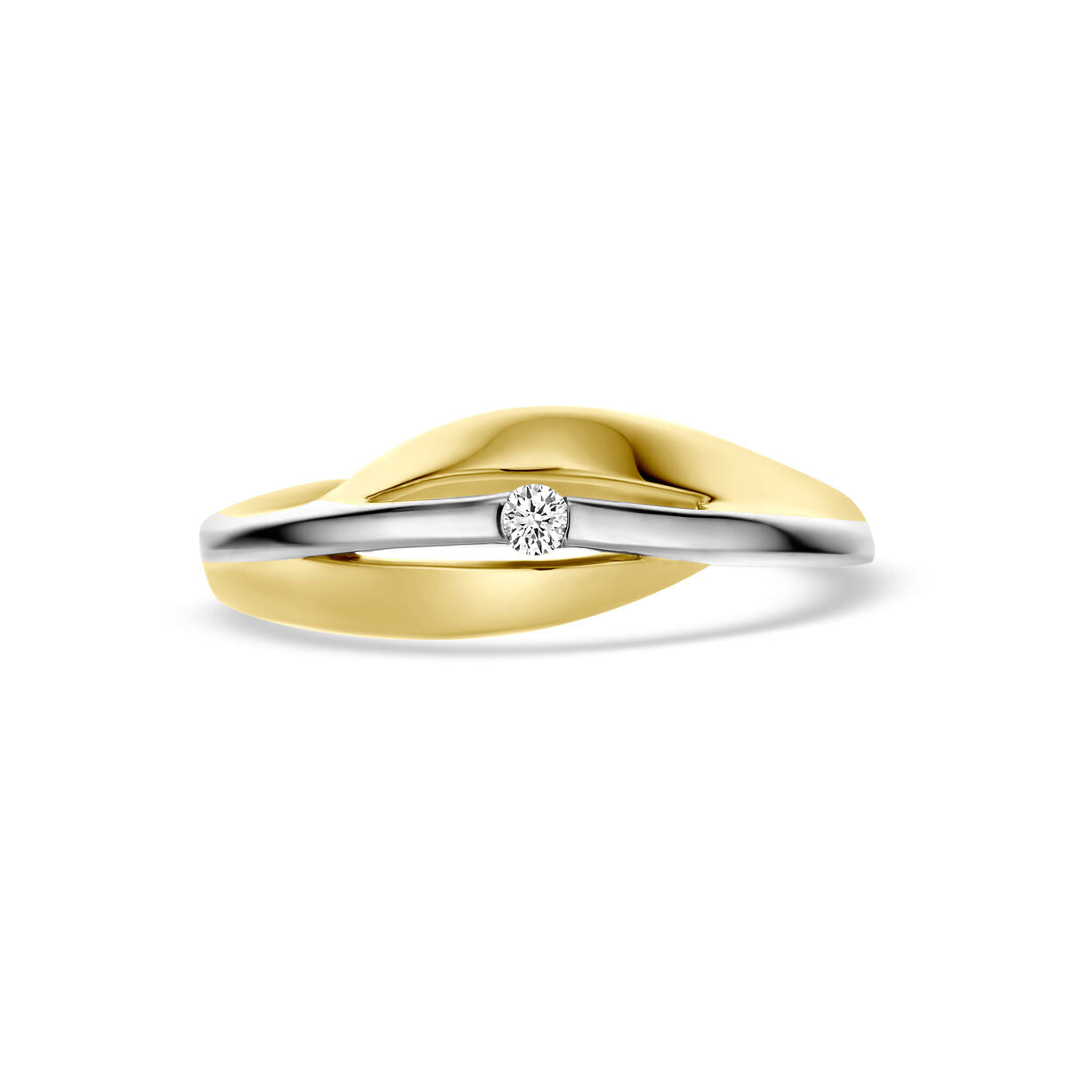 Ring lab grown diamant 0.03ct f vs 14K bicolor goud