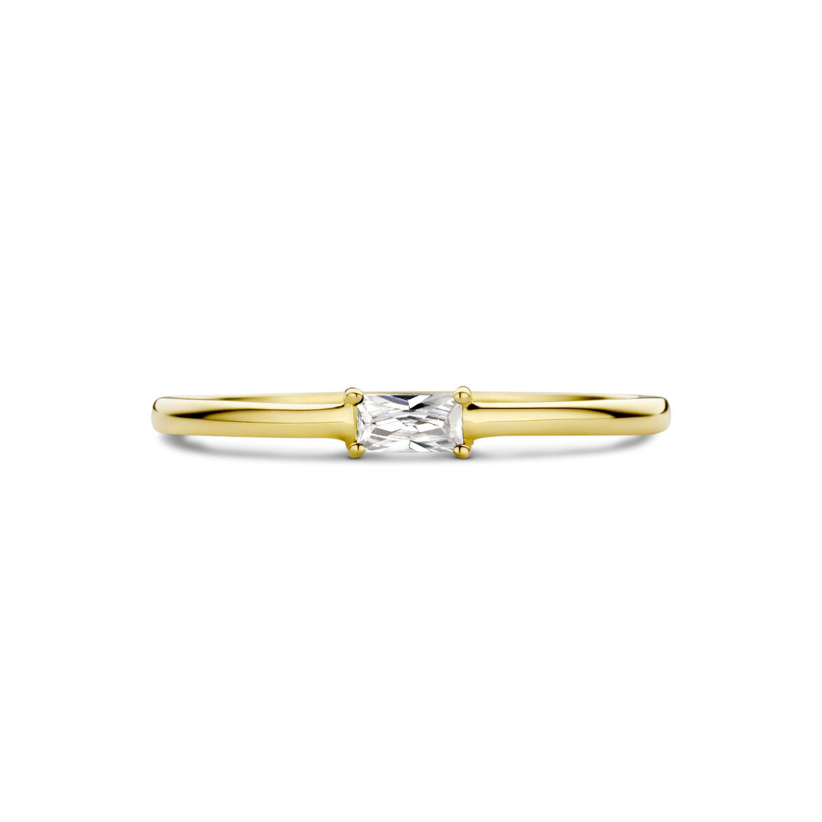 Ring met geboortesteen zirkonia april 14K geelgoud