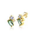 Zinzi Gold 14 krt gouden fantasie oorstekers bezet met champagne, lichtblauwe en groene zirkonia's ZGO379