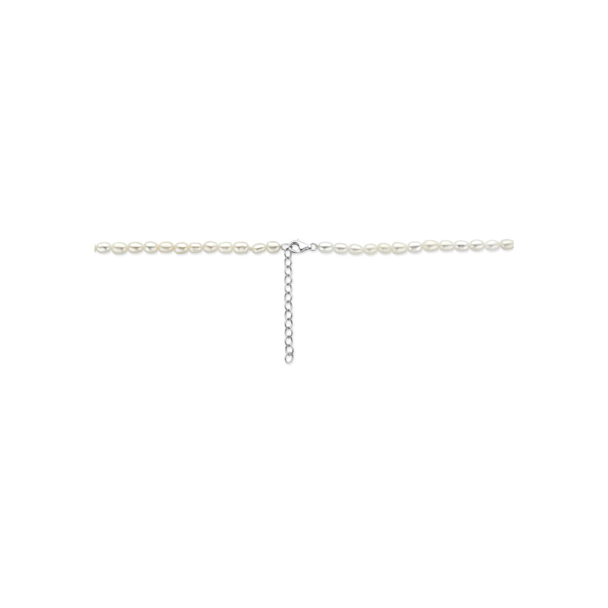 Collier parels 41 + 4 cm zilver gerhodineerd