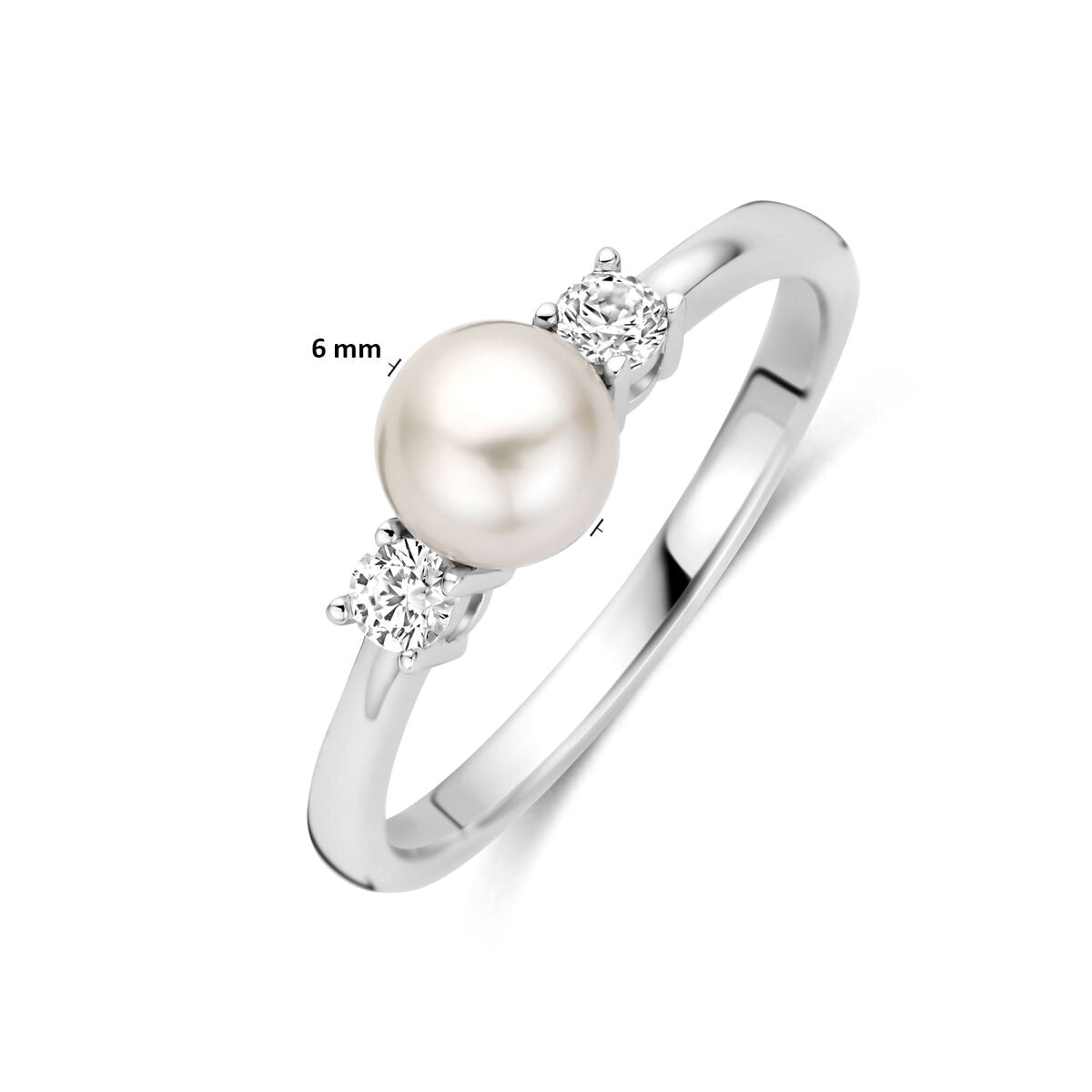 Ring parel en zirkonia zilver gerhodineerd
