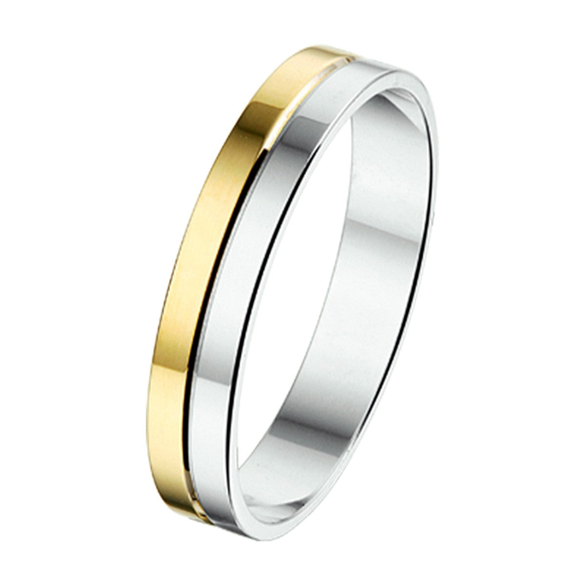 Goud Met Zilver Ring Al744 - 4 Mm Zonder Steen 5600126 - PansiteNederland.nl
