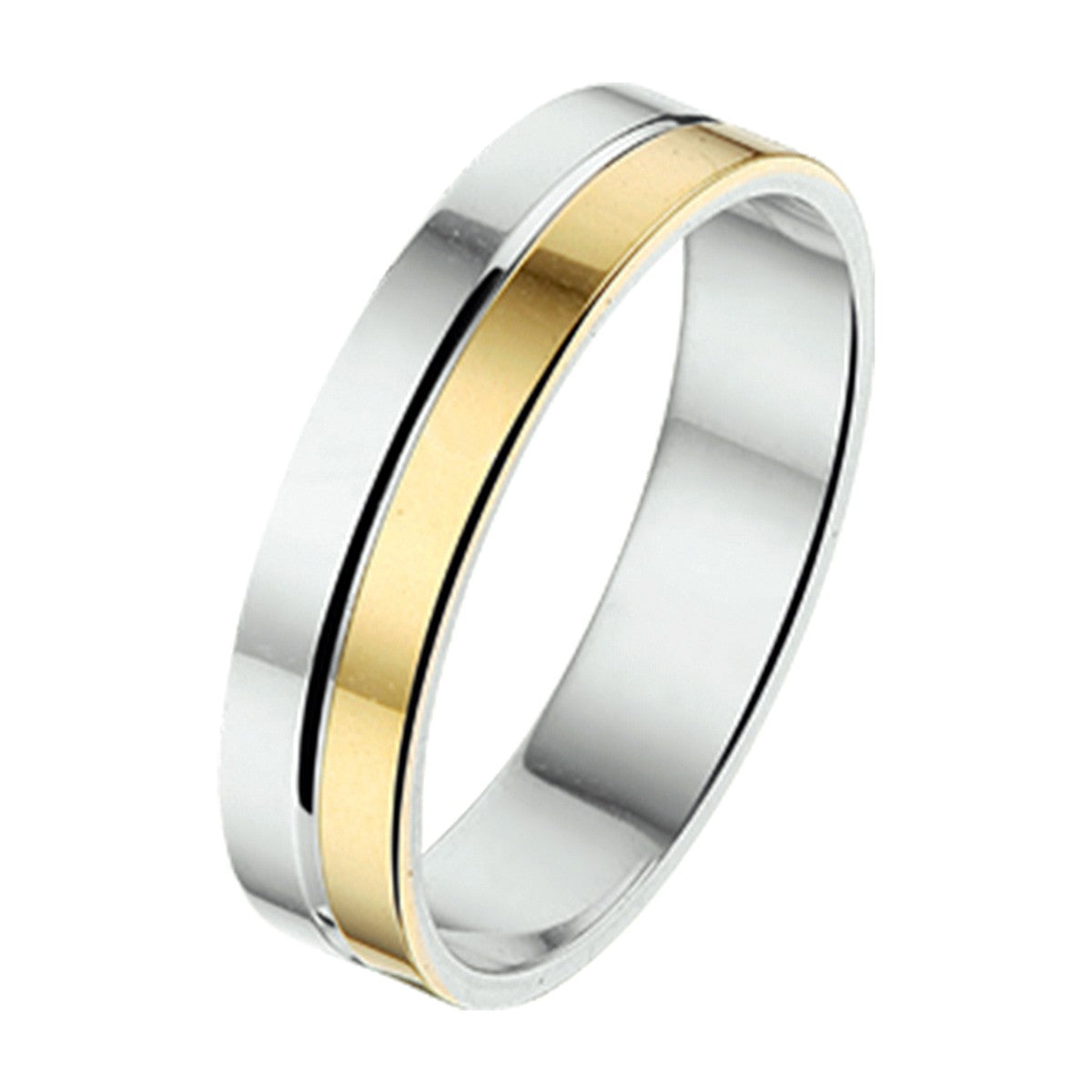 Goud Met Zilver Ring Al745 - 4 Mm Zonder Steen 5600130 - PansiteNederland.nl
