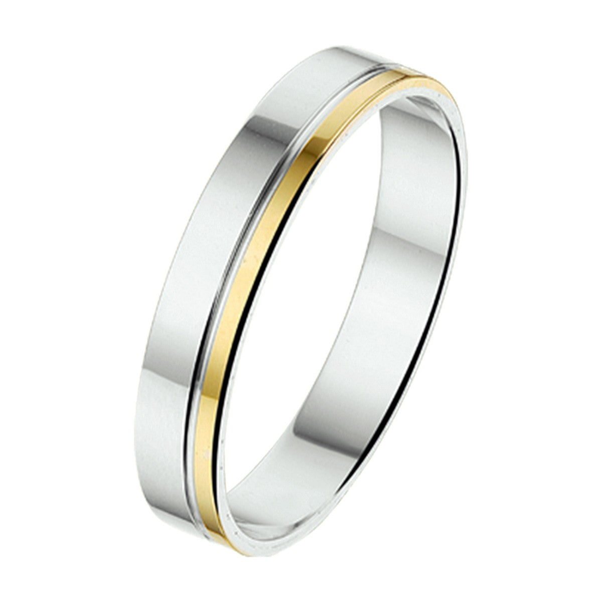 Goud Met Zilver Ring Al752 - 4 Mm Zonder Steen 5600144 - PansiteNederland.nl