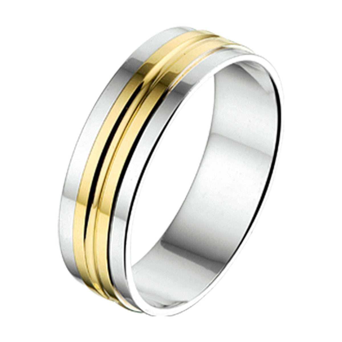 Goud Met Zilver Ring Al759 - 5 Mm Zonder Steen 5600160 - PansiteNederland.nl
