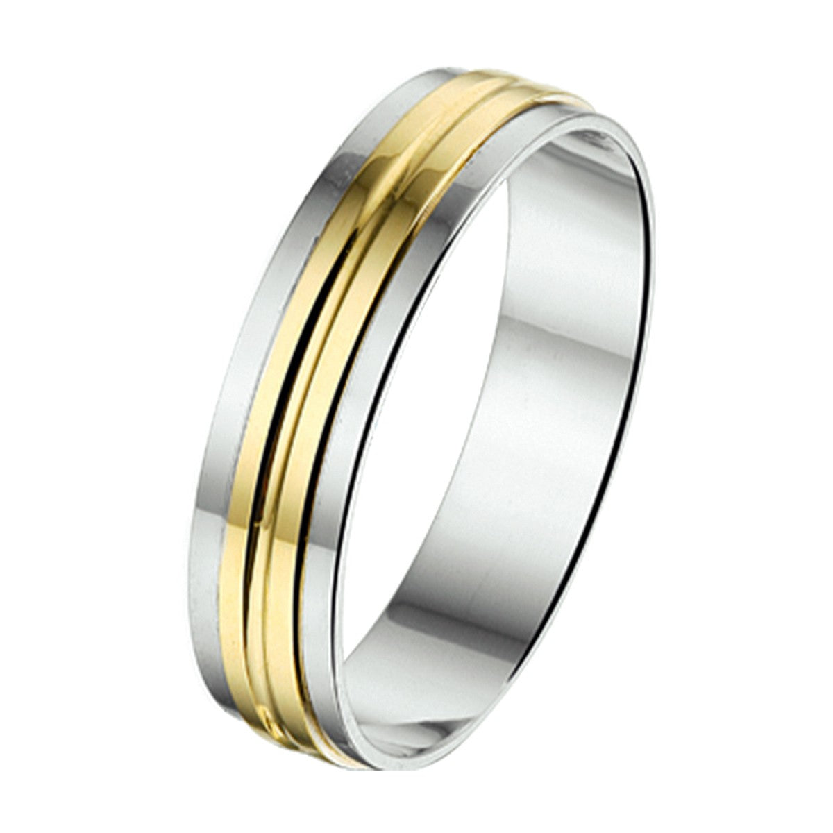 Goud Met Zilver Ring Al758 - 5 Mm Zonder Steen 5600168 - PansiteNederland.nl