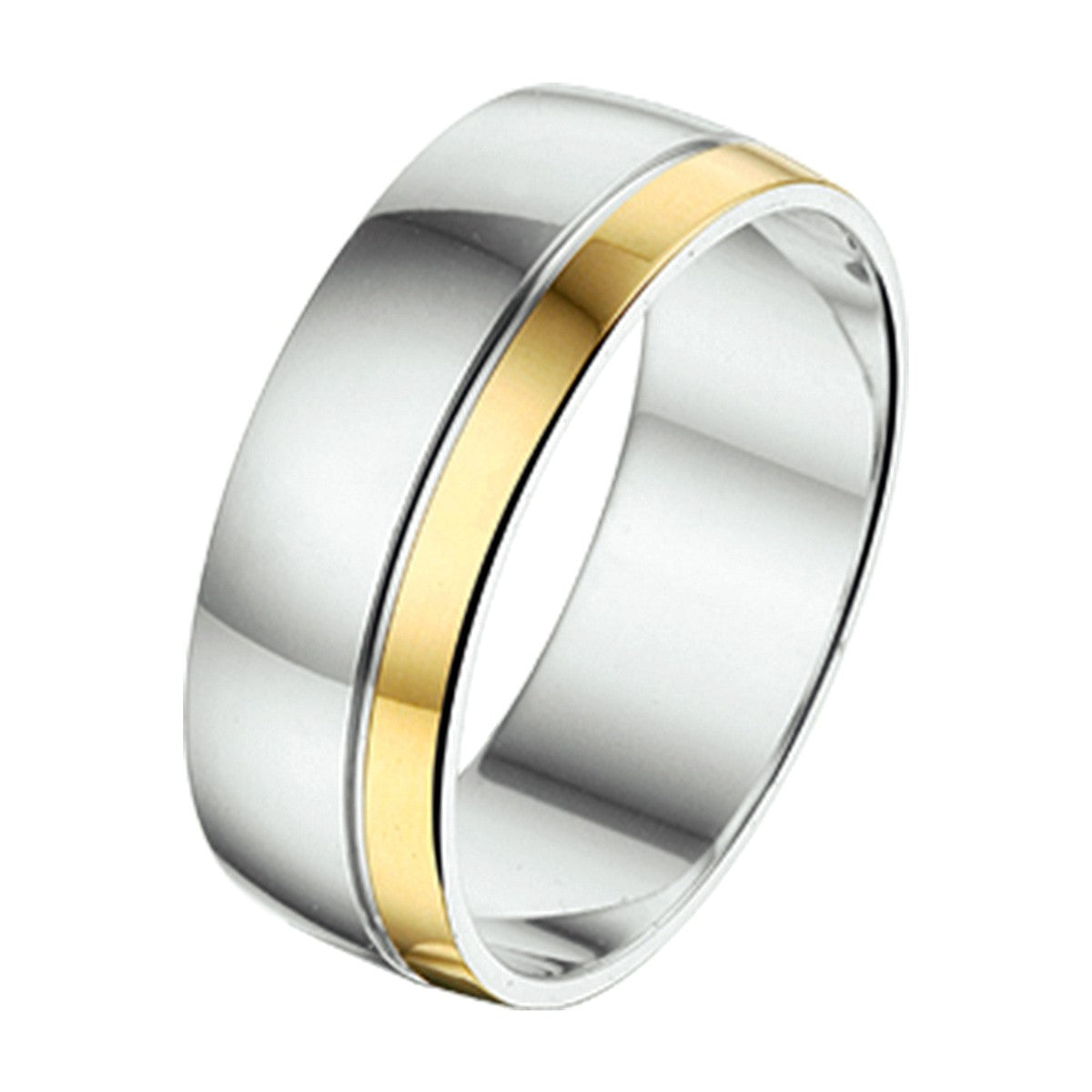Goud Met Zilver Ring Al747 - 6 Mm Zonder Steen 5600172 - PansiteNederland.nl
