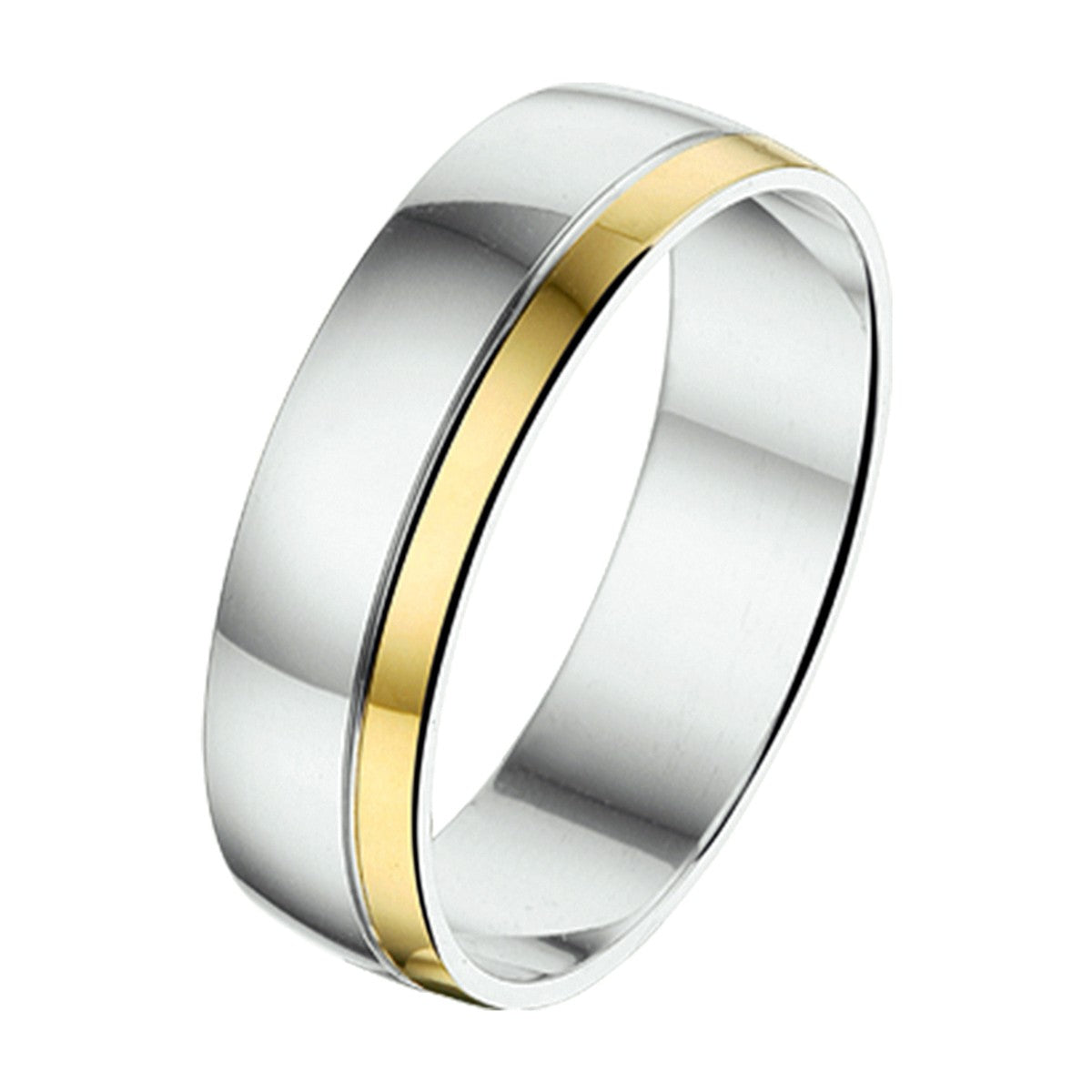 Goud Met Zilver Ring Al746 - 6 Mm Zonder Steen 5600180 - PansiteNederland.nl