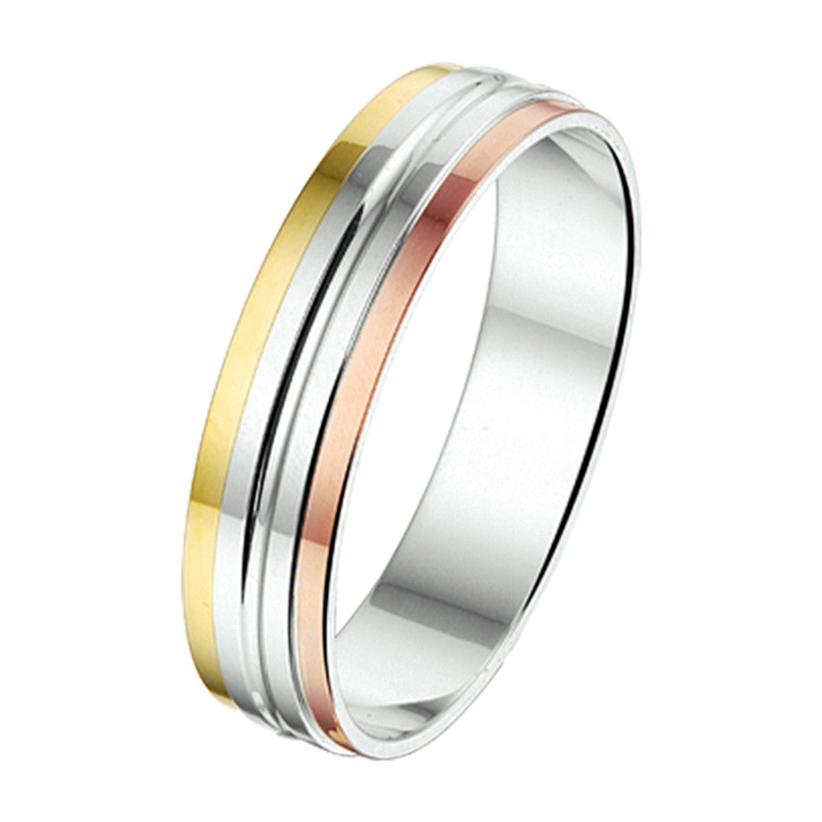 Goud Met Zilver Ring Al756 - 5 Mm Zonder Steen 5600204 - PansiteNederland.nl