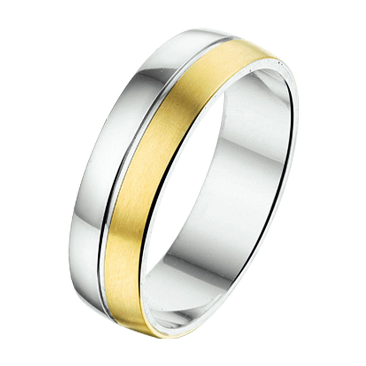 Goud Met Zilver Ring Al760 - 6 Mm Zonder Steen 5600214 - PansiteNederland.nl