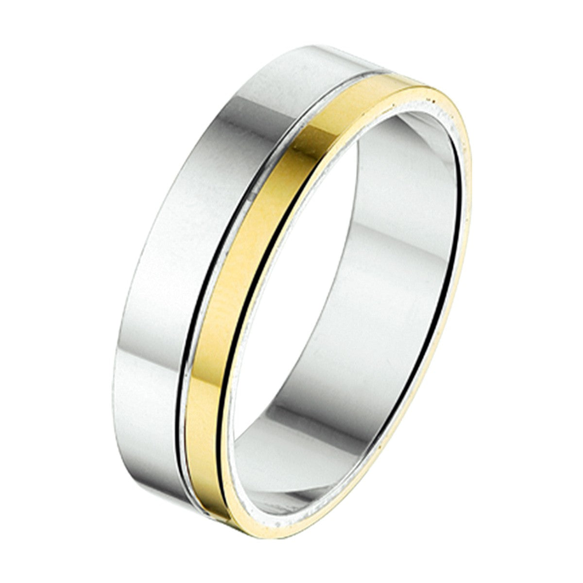 Goud Met Zilver Ring Al762 - 6 Mm Zonder Steen 5600226 - PansiteNederland.nl