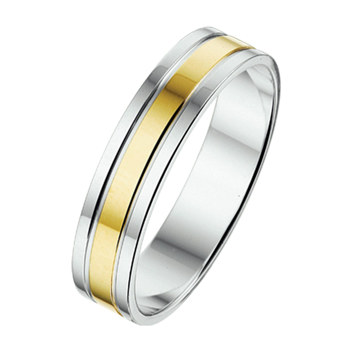 Goud Met Zilver Ring Al766 - 5 Mm Zonder Steen 5600247 - PansiteNederland.nl