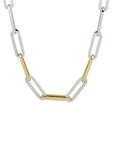 goud met zilver collier paperclip platte buis 5,7 mm 45 cm 5600287