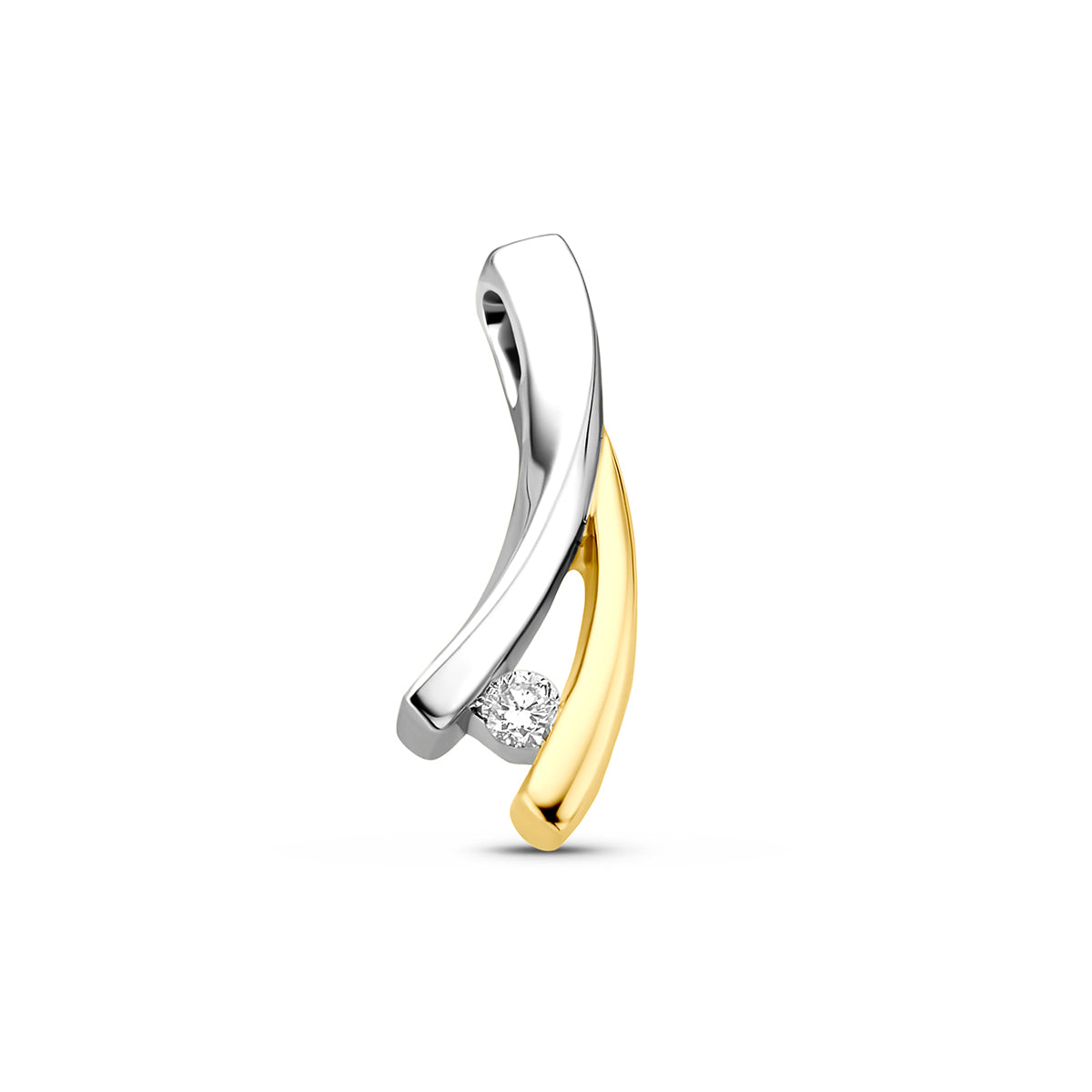 Fantasy Collection Hanger lab grown diamant 14K goud en zilver 0.02ct f vs 15 mm