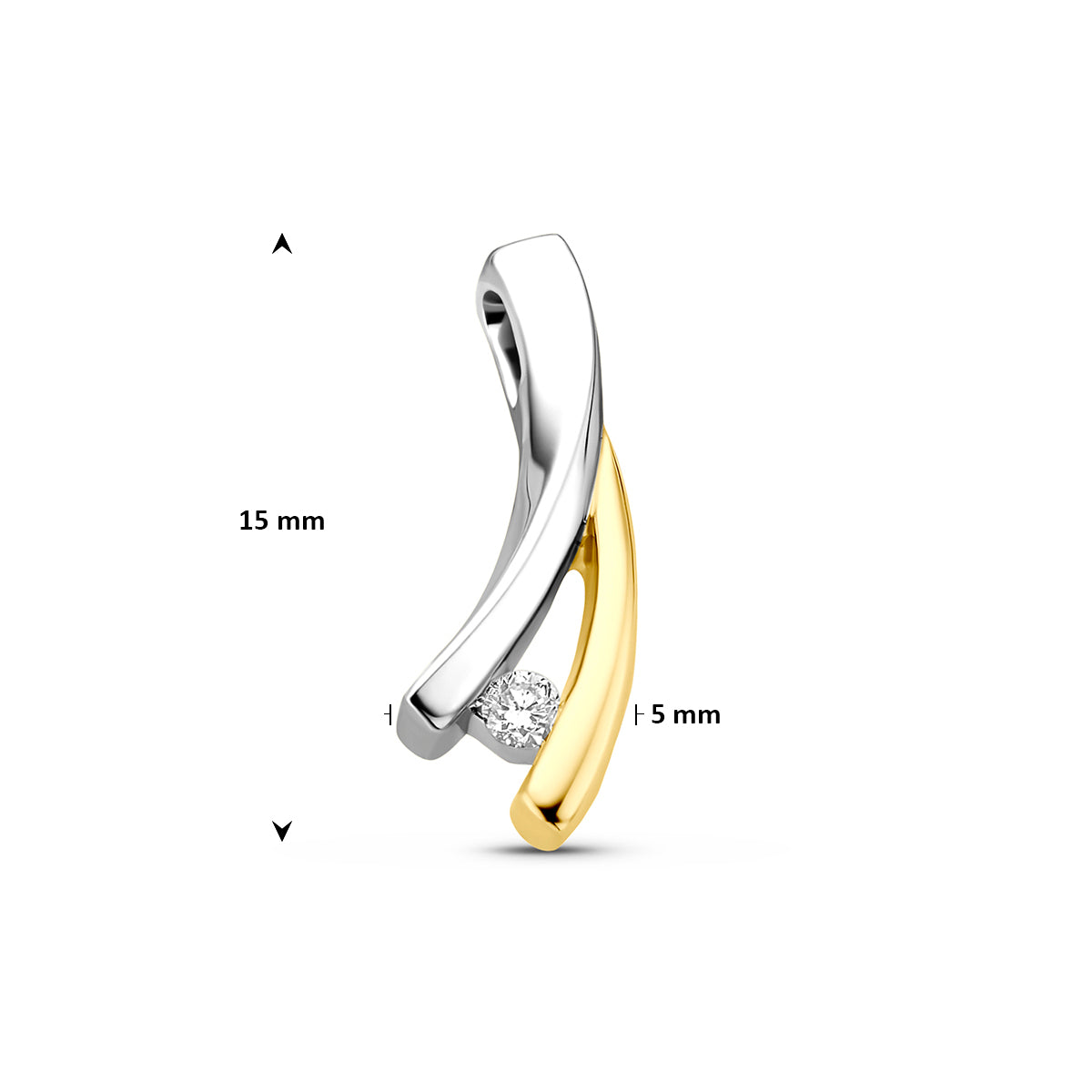 Fantasy Collection Hanger lab grown diamant 14K goud en zilver 0.02ct f vs 15 mm - afbeelding 4