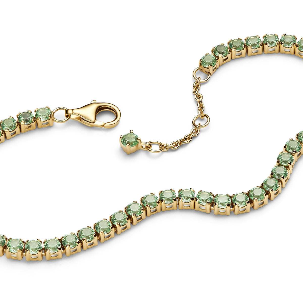 Pandora Sprankelende Groene Tennisarmband goudverguld 561469C02