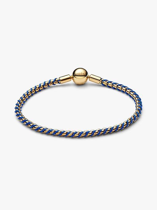 Pandora Blauw Koord Box Chain Armband goudverguld 563816C02