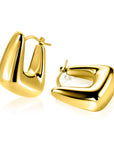ZINZI gold plated zilveren oorringen met brede buis, vierkante look en handige bovensluiting 24mm ZIO2747G - PansiteNederland.nl