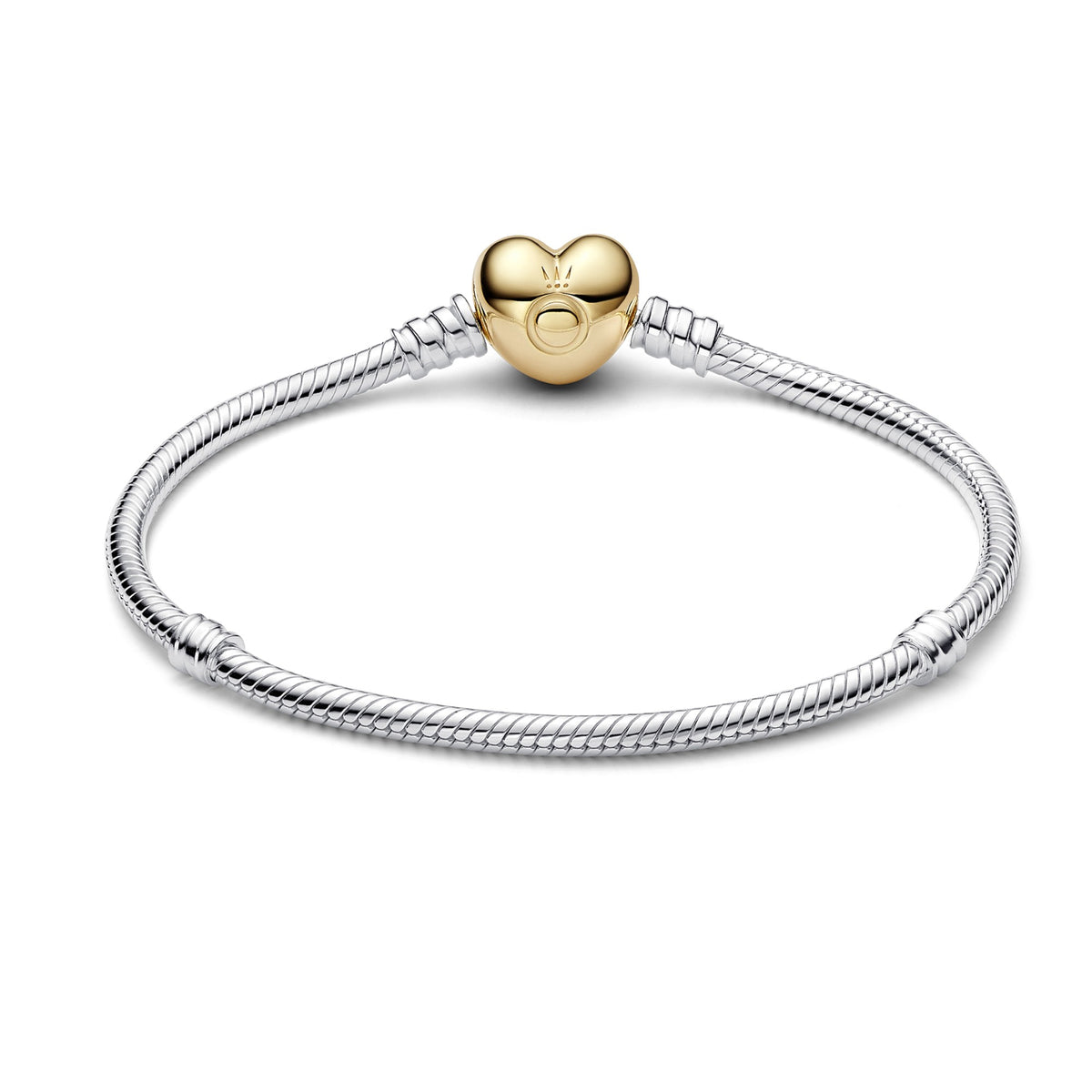 Pandora Moments Snake Chain-armband met hartsluiting bicolor zilver en goudverguld 568707C00
