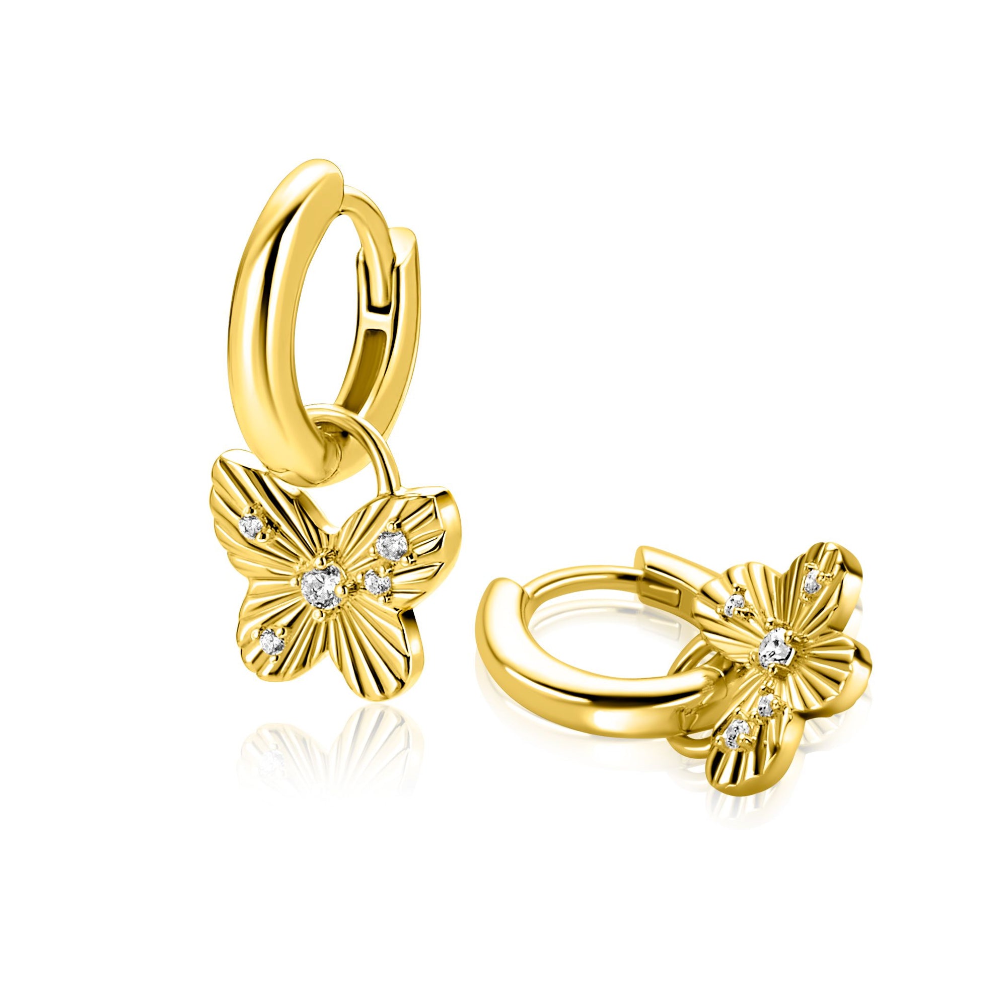 ZINZI gold plated zilveren oorbedels vlinder 10mm ZICH2742 (zonder oorringen) - PansiteNederland.nl