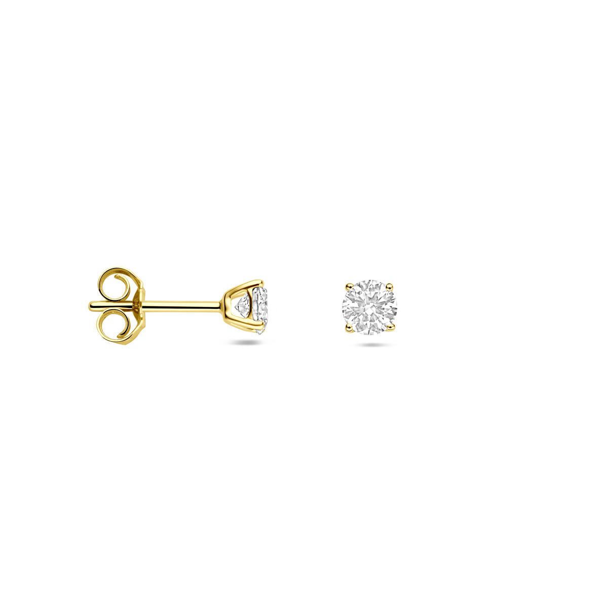 Fantasy Collection Oorbellen lab grown diamant 0.50ct (2x 0.25ct) h si 4 mm 14K geelgoud