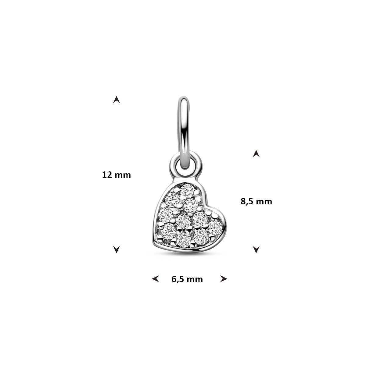 Zilveren gerhodineerde hanger hartje zirkonia 12 mm - 1341715 - PansiteNederland.nl