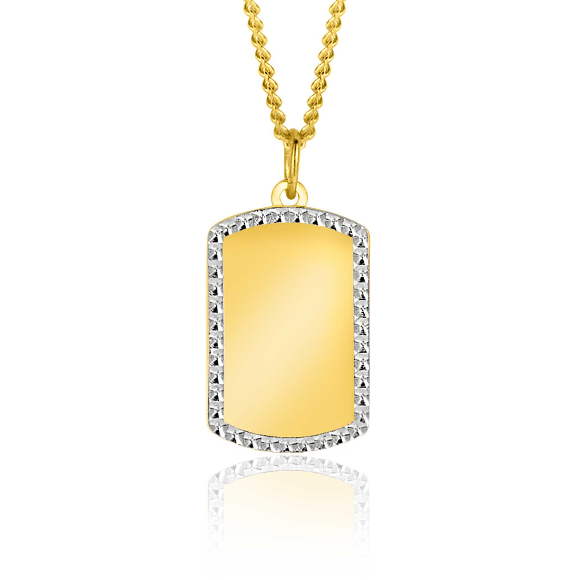 Zinzi Gold 14 krt gouden graveerplaat in rechthoeksvorm van 26 x 16mm en met chique witgouden parelrand ZGH365-26 (zonder collier) - PansiteNederland.nl