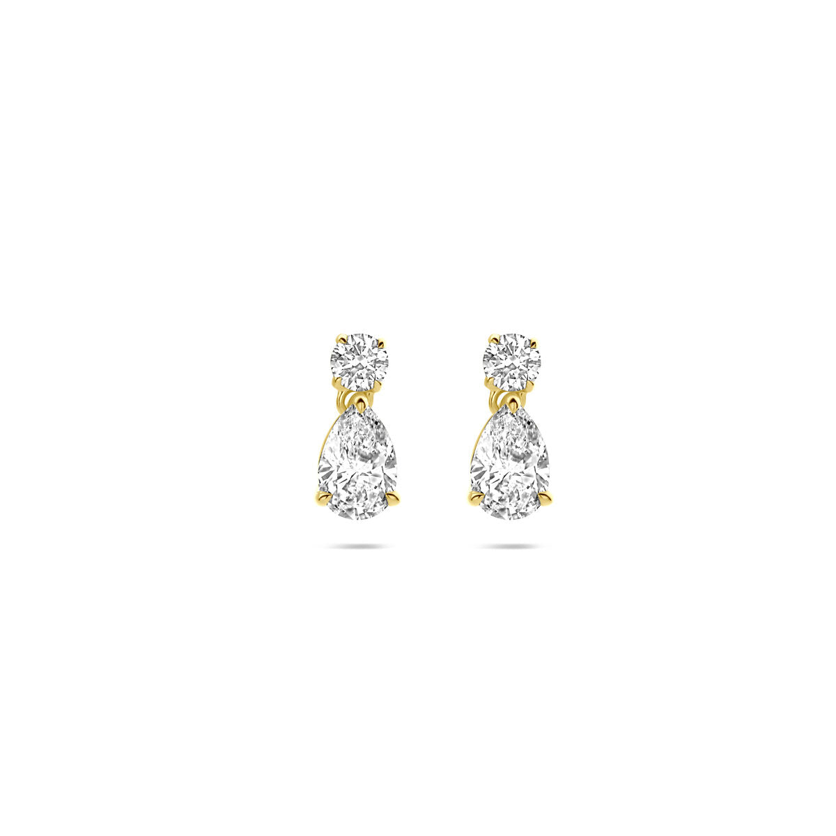 Fantasy Collection Hangende oorbellen lab grown diamant 1.25ct (2x 0.625ct) h si 10 mm 14K geelgoud