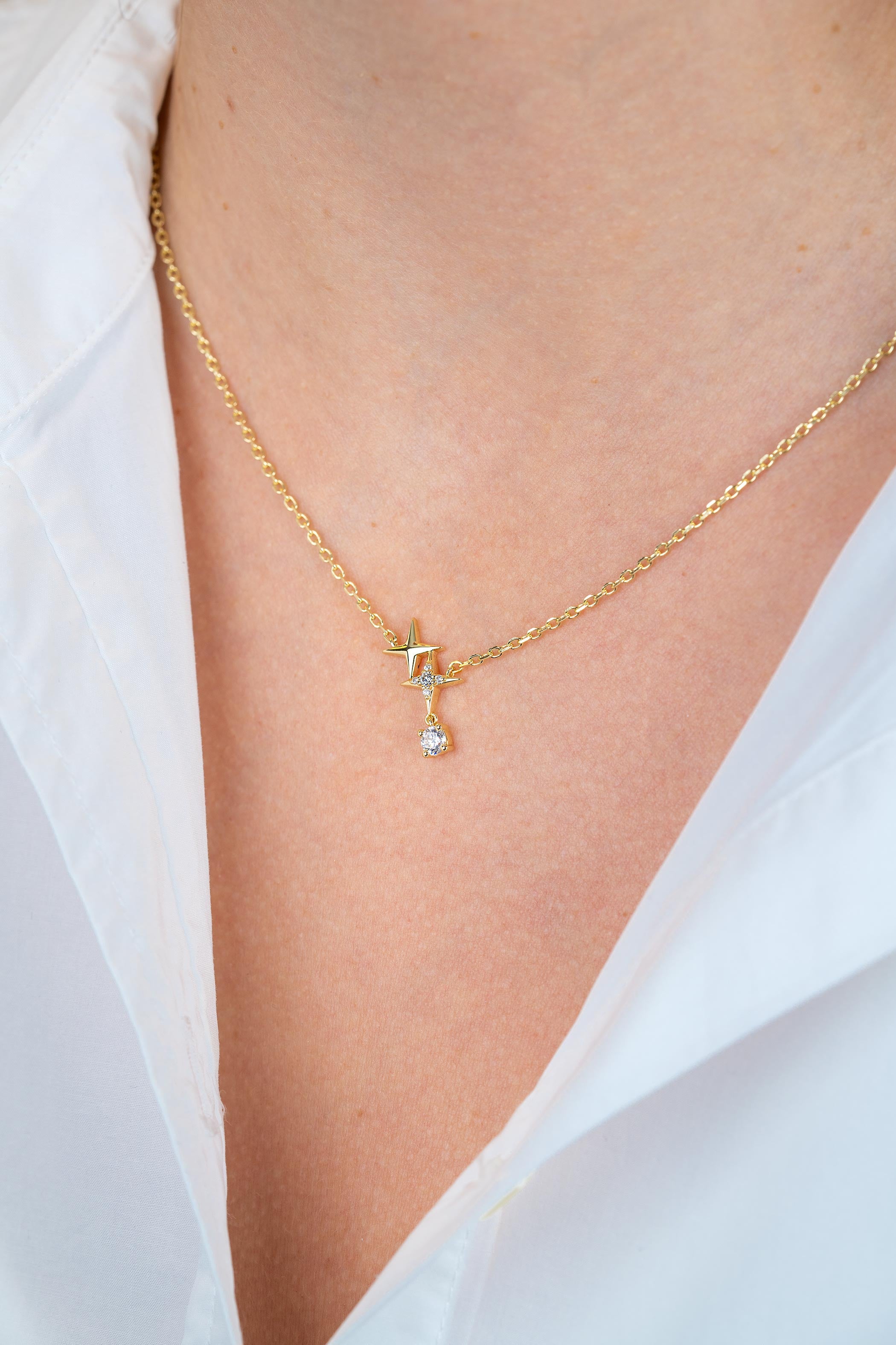ZINZI Verguld Zilveren Ketting met Witte Zirkonia ZIC2837
