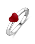 Zilveren Ring met Emaille Hart – Gerhodineerd 925 Zilver - 1341487