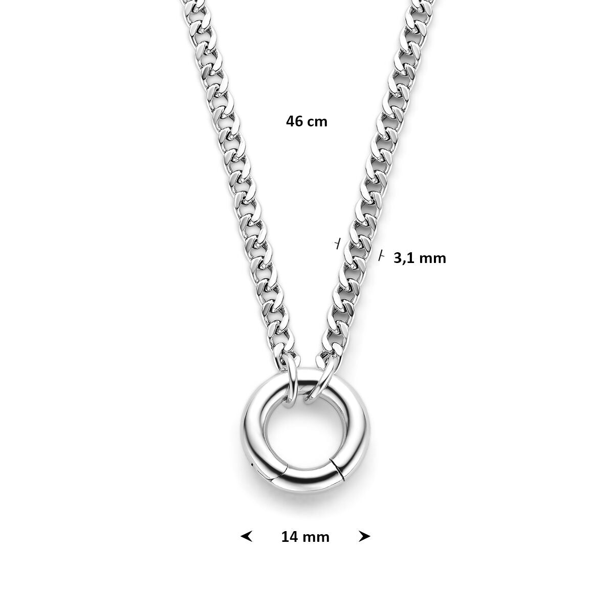 Fantasy Collection Gerhodineerd Zilveren Ketting 1342091