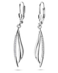 Zilveren gerhodineerde oorhangers zirkonia brisur haak 41 mm - 1341576