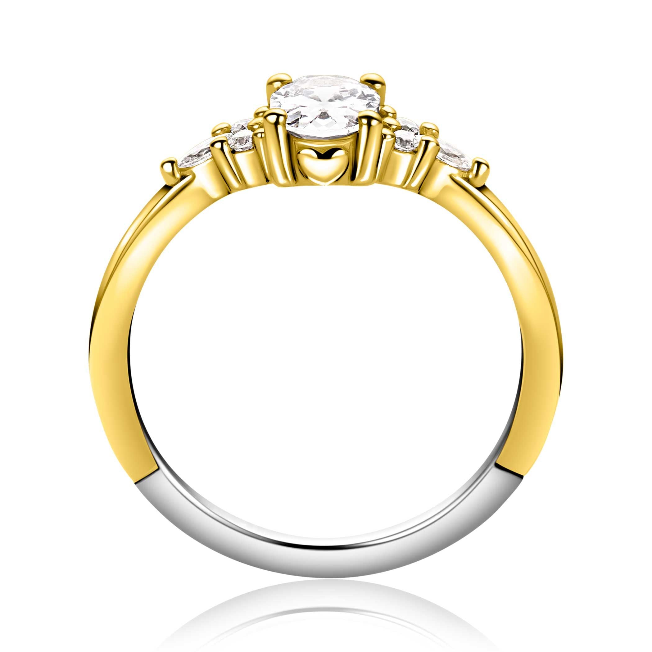 ZINZI Verguld Zilveren Ring met Witte Zirkonia - ZIR2698Y