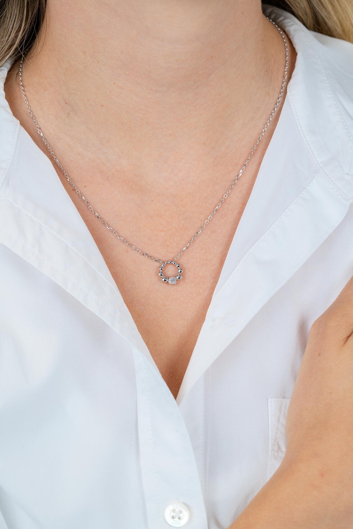 ZINZI Zilveren Ketting met Witte Zirkonia ZIC2817