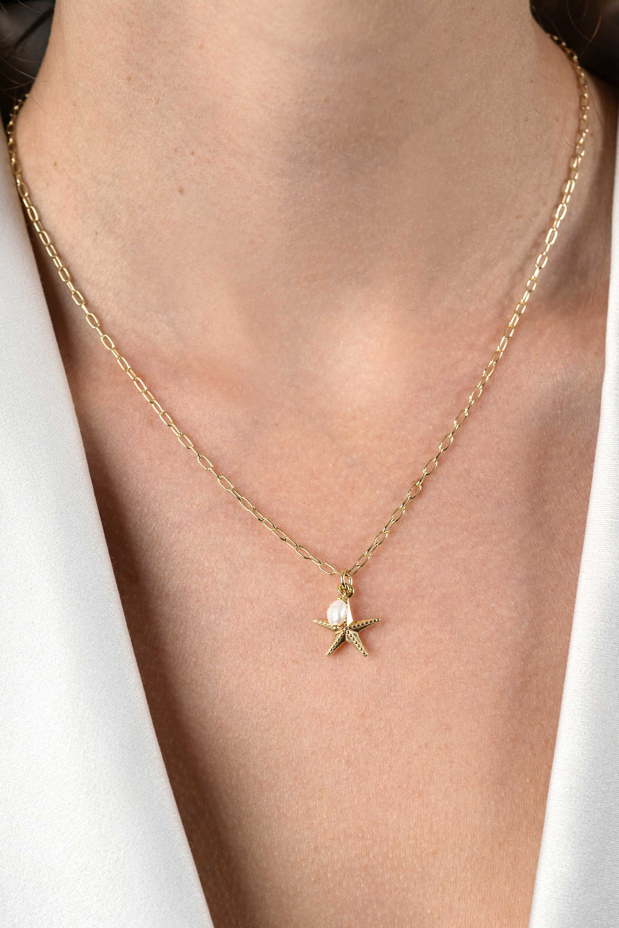 ZINZI Verguld Zilveren Ketting met Witte Parel - ZIC2641