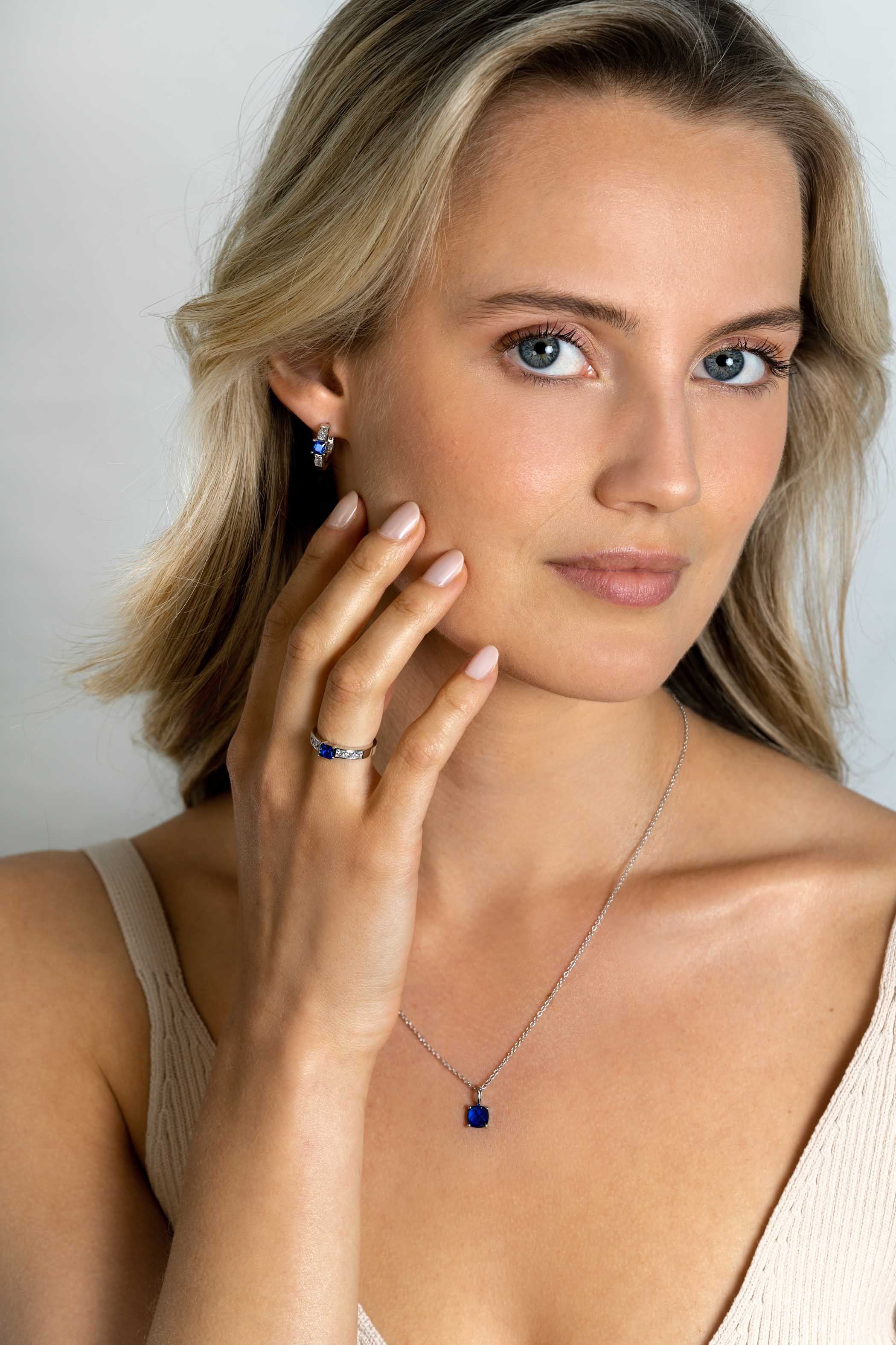 ZINZI Zilveren Ring met Blauw, Wit Zirkonia - ZIR2453