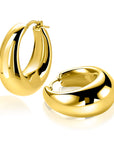 ZINZI gold plated zilveren oorringen met brede buis (9mm) en ovaal model, handige bovensluiting 31mm ZIO2750G - PansiteNederland.nl