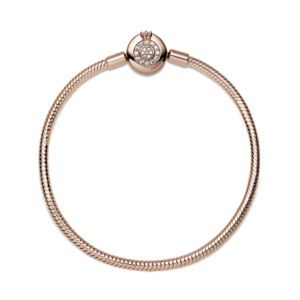 Pandora Moments Sprankelende Crown O Snake Chain Armband roségoudverguld 589046C01
