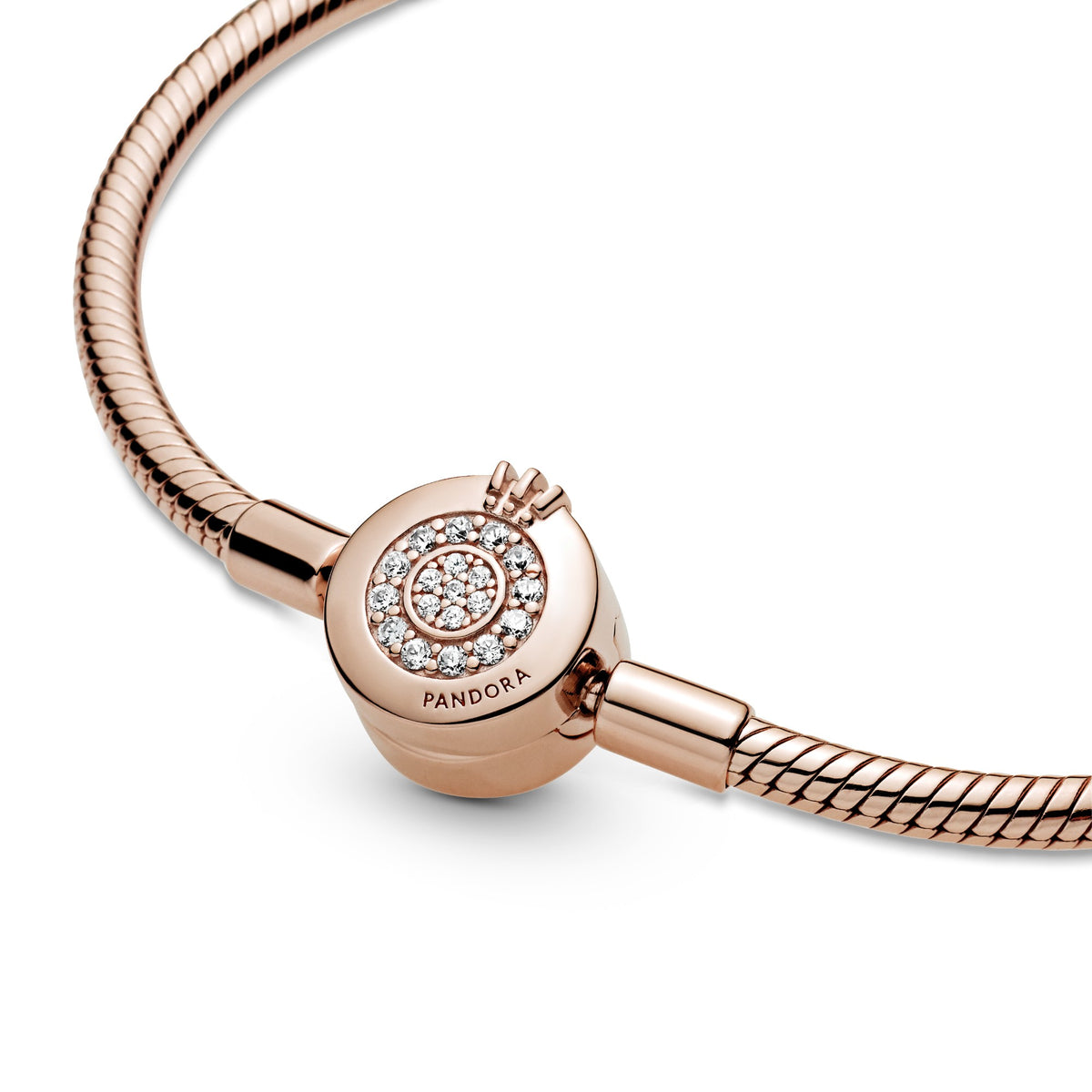 Pandora Moments Sprankelende Crown O Snake Chain Armband roségoudverguld 589046C01