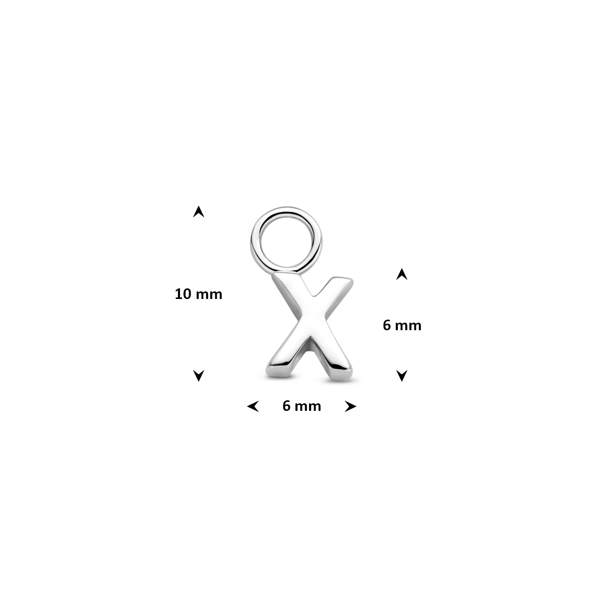 Oorringhanger letter X 6 mm zilver #Letter_X