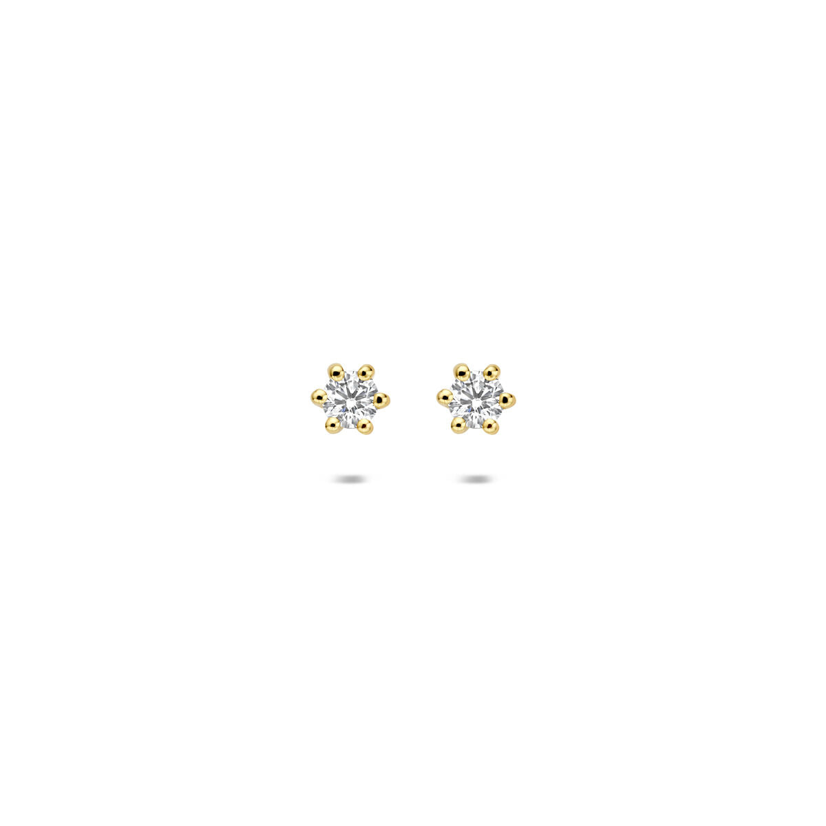 Fantasy Collection Oorbellen lab grown diamant 0.10ct (2x 0.05ct) g vs 3 mm 14K geelgoud