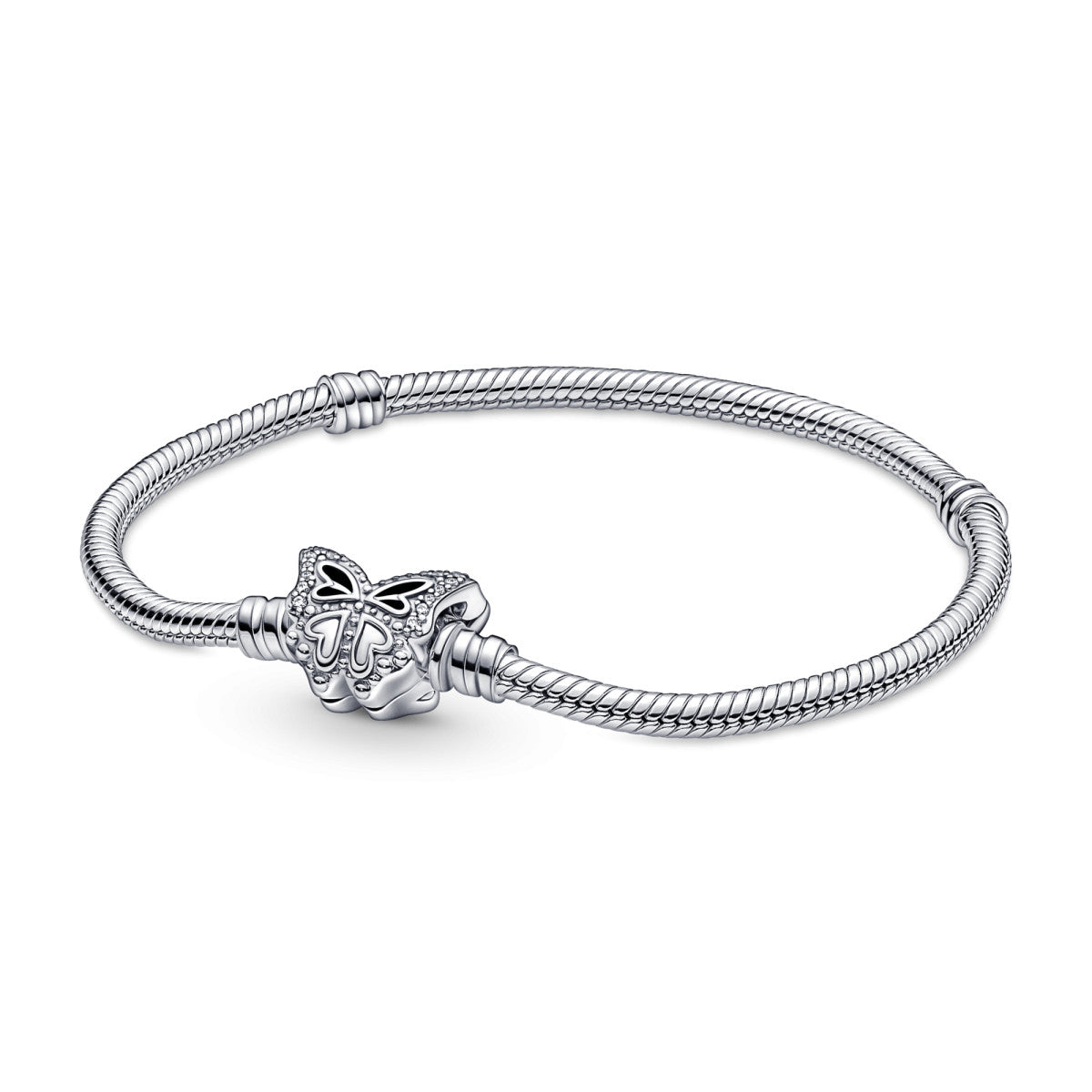 Pandora Moments Snake Chain Armband met Vlindersluiting zilver 590782C01