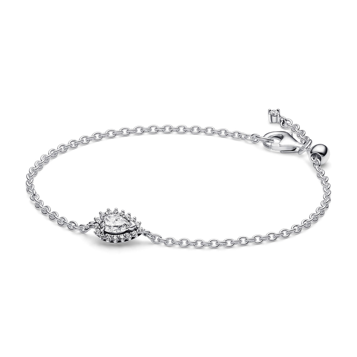 Pandora Sprankelende Peer Halo Schakelarmband zilver