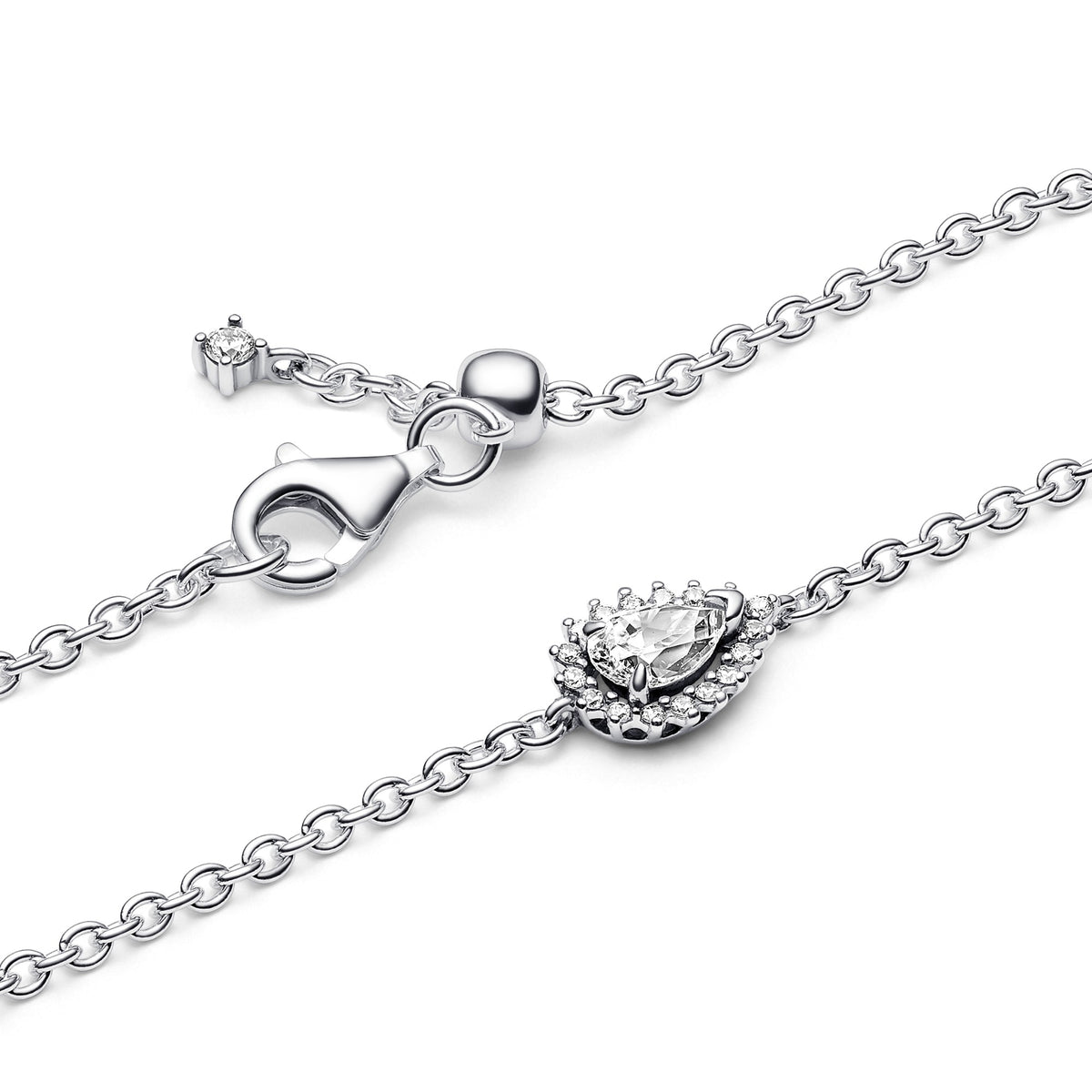 Pandora Sprankelende Peer Halo Schakelarmband zilver 593001C01