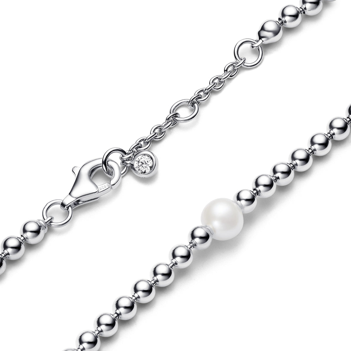 Pandora Behandelde Gecultiveerde Zoetwaterparel en Kralen Armband zilver 593173C01
