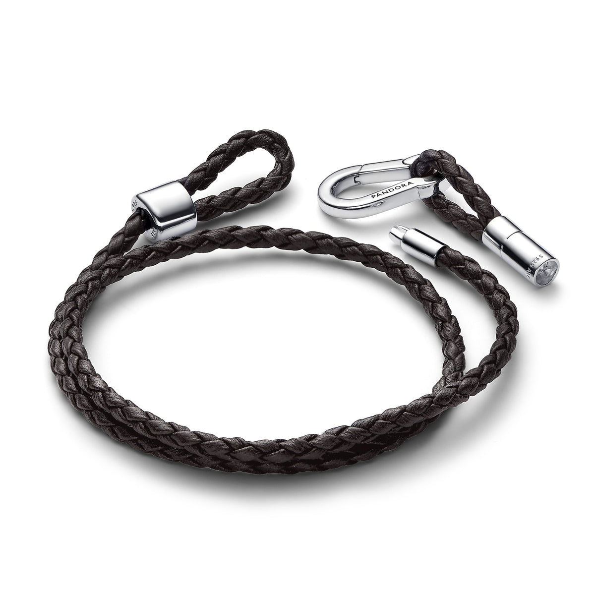 Pandora Moments Bruine Geweven Leren Armband zilver 593338C01
