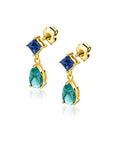 ZINZI gold plated zilveren oorstekers turquoise peer en blauwe ruitvorm 17,5mm ZIO2745 - PansiteNederland.nl